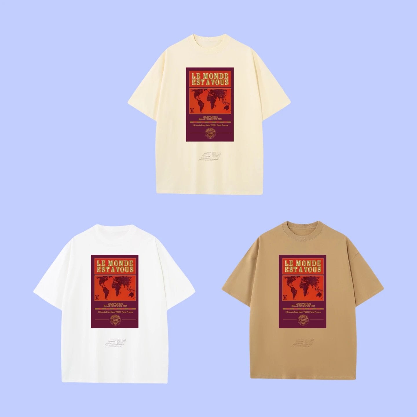 Louis Vuitton LV T-shirt Chest Map Print logo round Neck Short Sleeve25ss New pure cotton T Unisex T-Shirt OS Drop Shoulder Loose Fit Base Shirt Top T-Shirt Short Sleeve