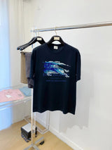 Burberry T-shirt Chest Double Image Knight Print logo round Neck Short Sleeve25ss New Pure Cotton Unisex Style T T-shirt OS Loose Fit Base Shirt Half Sleeve T-Shirt Top Half Sleeve