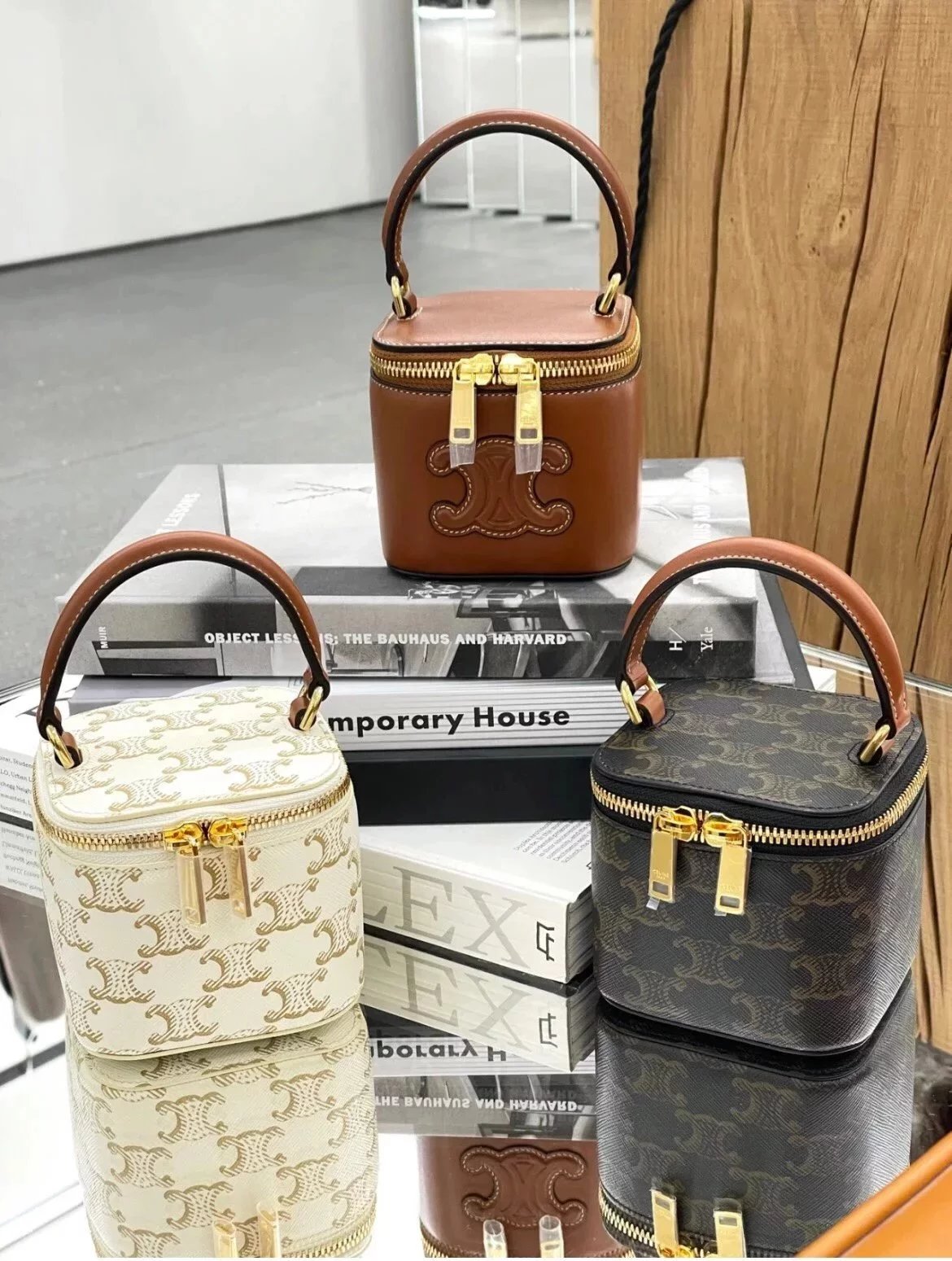 Celine women's bag Top version 【Original Leather Hardware】23New Three-Dimensional Box Bag Portable Box Bag Small round Bag Double Zipper Closure mini Box Bag Cosmetic Bag Lipstick Pack Small Waste Bag New Mini Small Bag Handle Small Box Bag Box Bag Women'