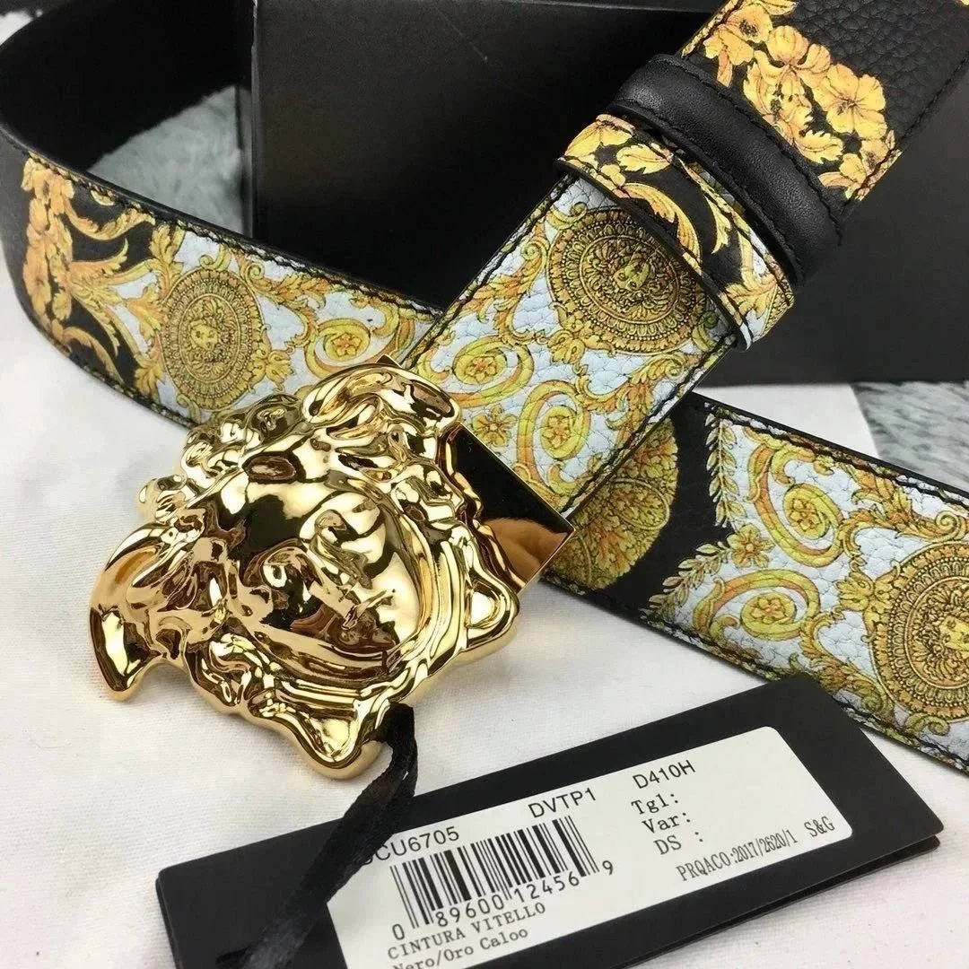 VERSACE Belt Top version Belt Men's Smooth Buckle Casual Fashion Belt