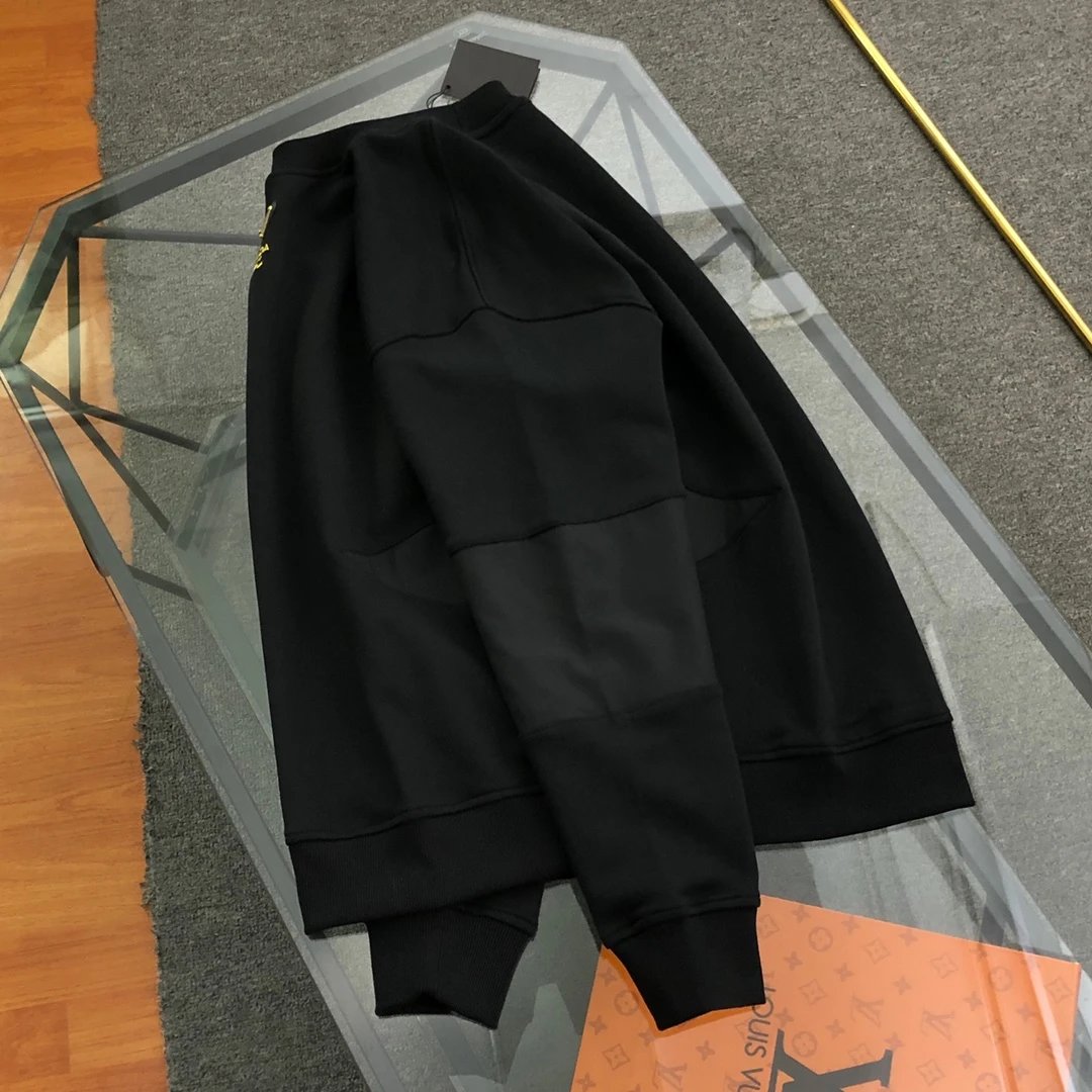 PRADA Hoodie 2024New Style Patchwork Metal Logo Embroidered Crewneck Sweatshirt Long Sleeve Base Shirt Outerwear Trendy Unisex Sports Casual Loose Fit Versatile Autumn Winter New Arrival