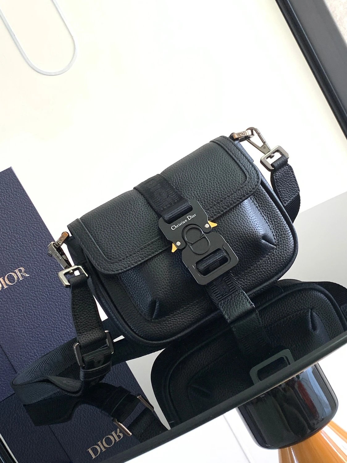 Dior Men's Bag Top version 【Level Genuine Goods】23Early Spring hittheroad Handbag Diamond Canvas Cow Leather Adjustable Messenger Bag Shoulder Bag dio Dijia Men's Bag