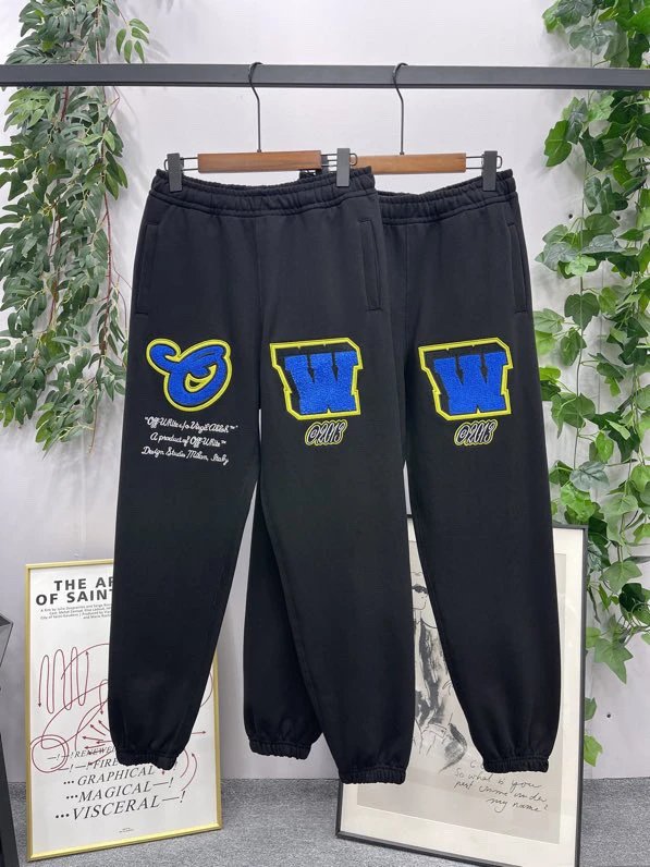 OFF-White Sweatpants Top Version Counter Same Style Pure Cotton Spring and Autumn Pants Men's Casual Sweatpants Loose Track Pants Fashionable Trousers