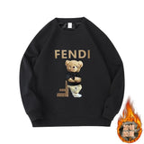 FENDI Hoodie 24New Cartoon Bear Printed round Neck Long Sleeve Bottoming Shirt Women's Sweater Men