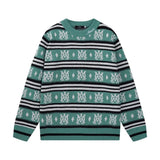 Amiri Sweater Casual Loose Round Neck Pullover Knit Sweater os Classic style logo Embroidered Jacquard Seahorse Wool Sweater Unisex Inner Layer24ss Autumn and Winter New Products