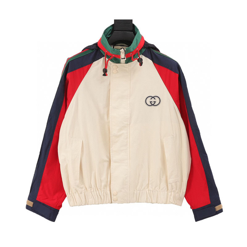 Gucci Jackets Nylon Color Contrast Patchwork Jacket for Men and Women