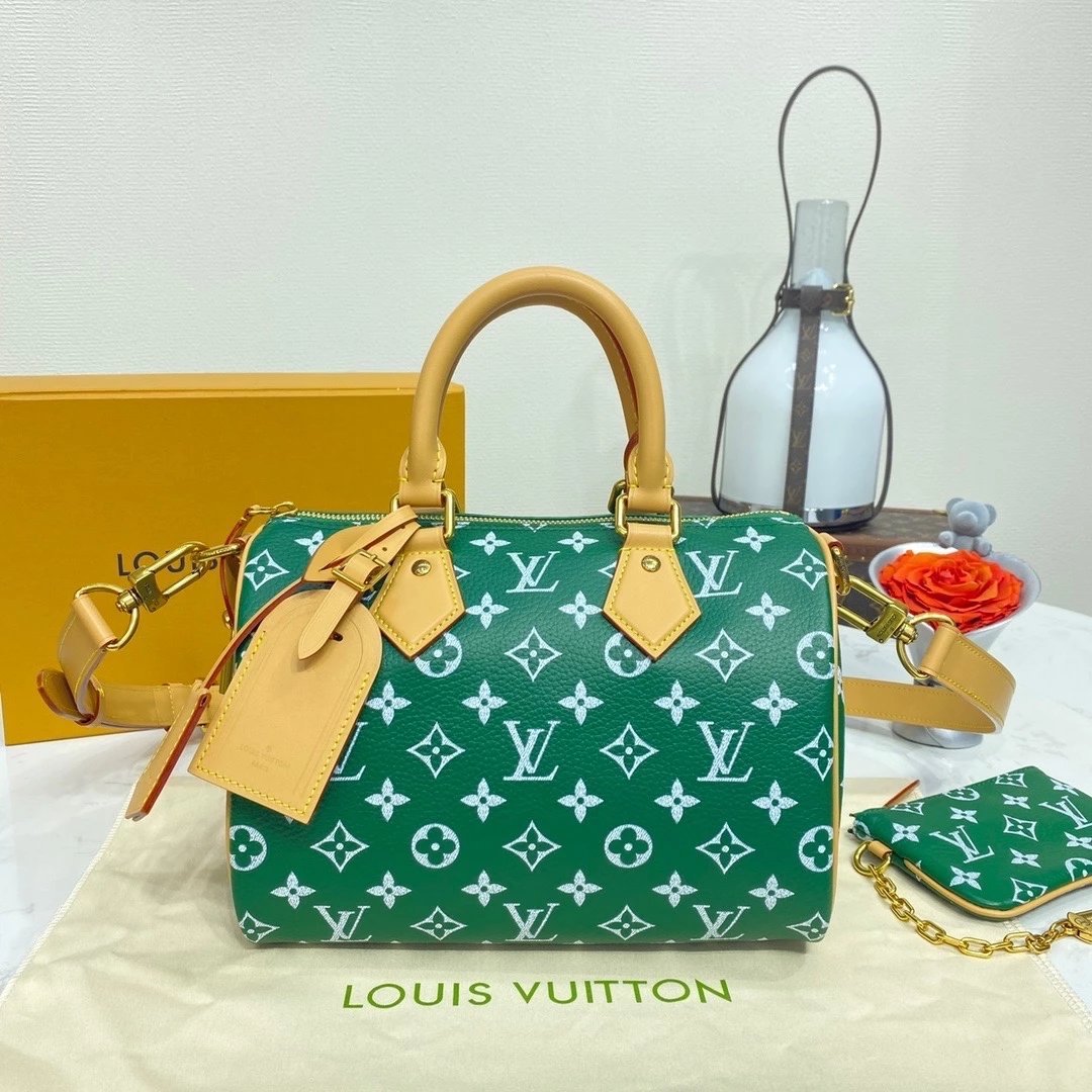 Louis Vuitton LV Women's Bag Top version 【Highest Quality】24New M24424This Paragraph SpeedyP9Bandoulière25Monogram Leather Handbags Deliver NATRICH Texture with Soft Cow Leather25cm Pillow bag