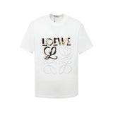 LOEWE T-shirt 25ss Graffiti Embroidery Crew Neck Short Sleeve Pure Cotton T T-shirt OS Loose Fit Unisex Summer New Casual Base Shirt Simple T-Shirt