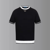 PRADA T-shirt Chest Triangle Mark logo round Neck Short Sleeve25ss New Pure Cotton Unisex Style T T-shirt OS Loose Fit Base Shirt Half Sleeve T-Shirt Top Half Sleeve