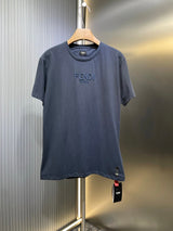 FENDI T-shirt Chest Letter Embroidery logo round Neck Short Sleeve25ss New Pure Cotton Unisex Style T Casual T-Shirt Base Layer Shirt OS Loose Fit Half Sleeve Top Plus Size