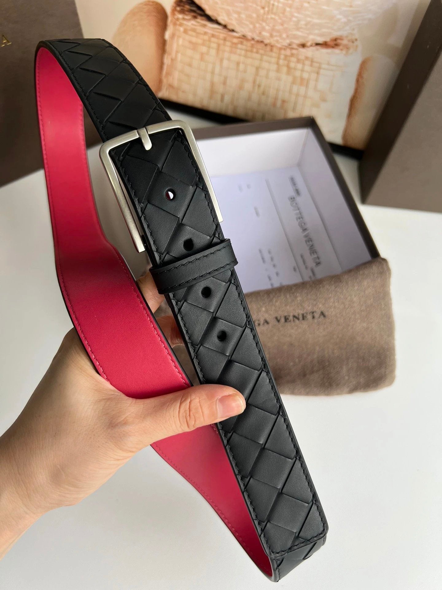 Bottega Veneta Belt 【First Layer Cowhide】Counter Version Free Packaging New Belt Men's First Layer Cowhide Hand-Woven Calfskin Belt Fashion All-Matching3.5cm Pant Belt Men and Women Business Casual Belt Belt Men's Leather Belt
