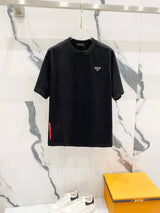 PRADA T-shirt Chest Triangle Mark Badge logo round Neck Short Sleeve25ss New Pure Cotton Unisex Style T T-shirt OS Loose Fit Base Shirt Top Half Sleeve T-Shirt