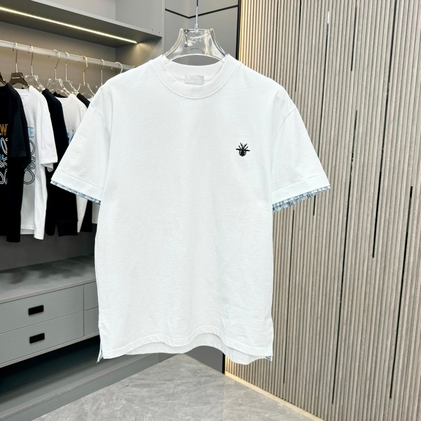 Dior T-shirt Chest Bee Embroidery logo round Neck Short Sleeve25ss New pure cotton T Unisex T-Shirt OS Drop Shoulder Loose Fit Base Shirt Top T-Shirt Short Sleeve