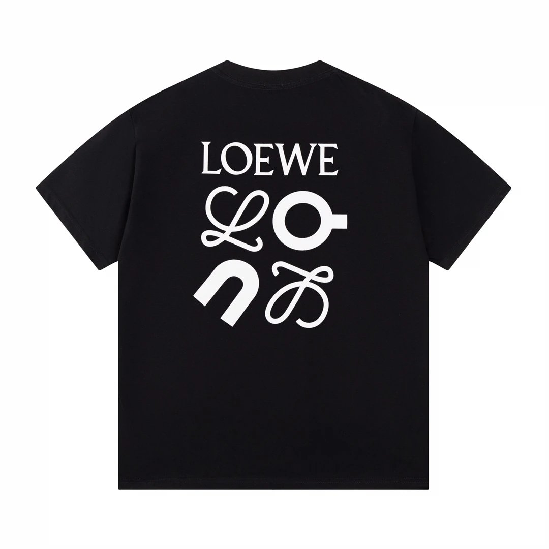 LOEWE T-shirt Onrun ON Collaboration Back Print logo round Neck Short Sleeve25ss New Pure Cotton Unisex Style T Casual T-Shirt Base Layer Shirt OS Loose Fit Half Sleeve Top Plus Size
