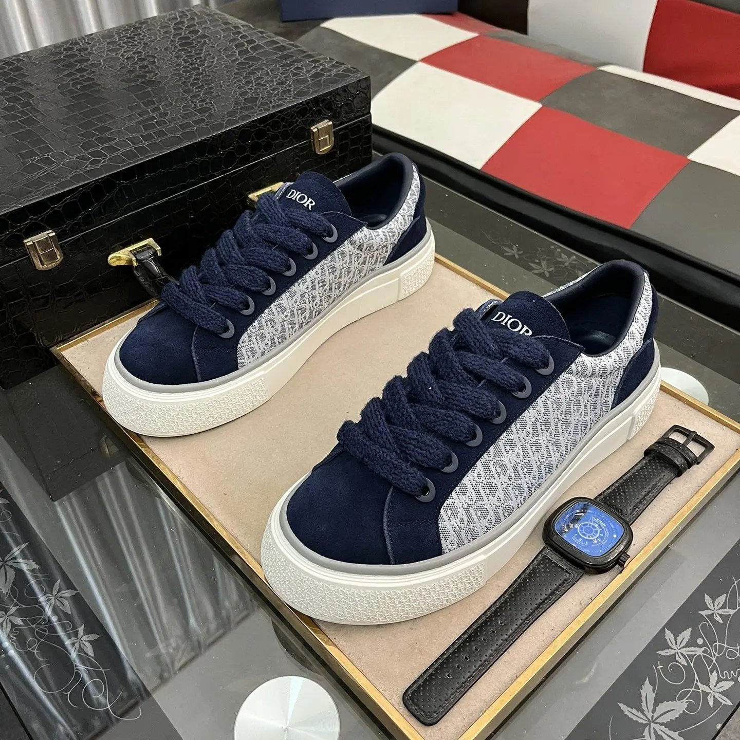 Dior Shoes 2024New Men's Shoes Sports Casual Shoes All-Match Flat Low-Top Women's Shoes Lace-up Couple Sneakers