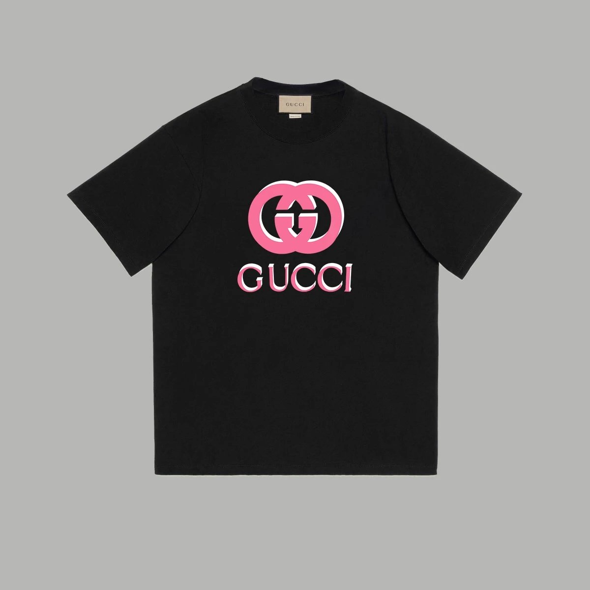 Gucci T-shirt Pink pair g Pattern Printing logo Round neck short-sleeve pure cotton T Unisex T-Shirt OS Loose Fit Base Shirt Casual Simple T-Shirt