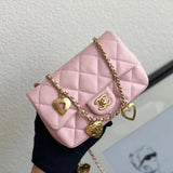 Chanel Women's Bag Top version 【Original Leather Products】2022New Chinese Valentine's Day Love Chain Bag Big Mini Fat Fang CF Bag Heart-Shaped Chain Flap Bag Peach Heart Ornaments New Women's Bag Crossbody Bag