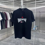 Balenciaga T-shirt Front Flocking Print logo round Neck Short Sleeve25ss New pure cotton T Unisex T-Shirt OS Drop Shoulder Loose Fit Base Shirt Top T-Shirt Short Sleeve