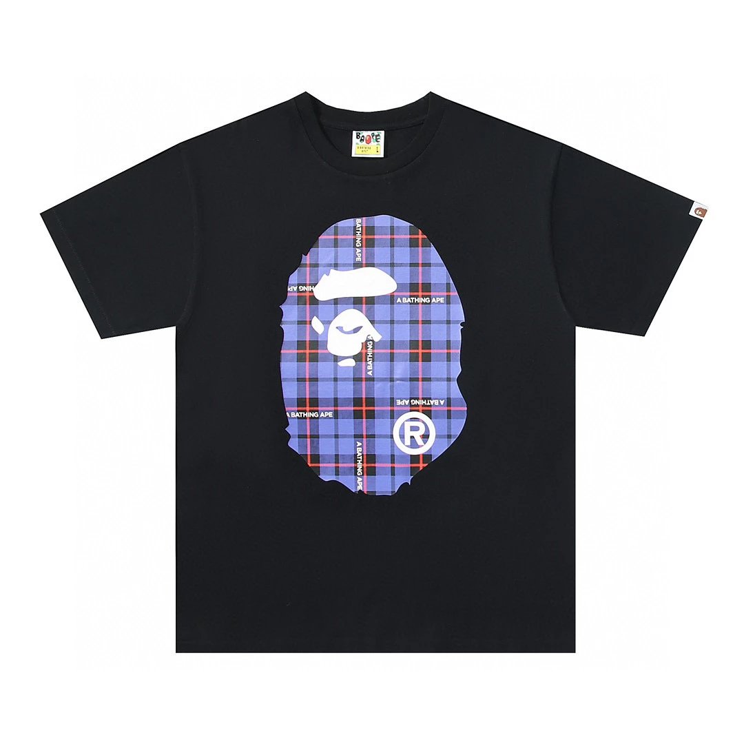 Bape T-shirt Top Version Fashion Brand Small Icon Embroidered Men's and Women's Short Sleeve T T-shirt Couple Cotton Printed round Neck Half Sleeve