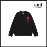 Ami Sweater Knitwear Classic round Neck Big Heart Jacquard Pullover Sweater Loose and Idle Sense Casual Couple Outfit-CY