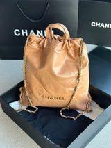 Chanel Women's Bag Top version 【Original Leather Surrogate Shopping】2022New bag22bag Backpack22No. Garbage Bag Backpack22bag Shoulder Bag Hand-Carrying Bag Backpack Shoulder Bag Women's Bag As3313AS3859