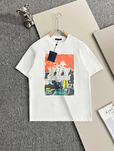 Louis Vuitton LV T-shirt Chest Letter Pattern Pearl Hot Stamping Print logo round Neck Short Sleeve25ss New pure cotton T Unisex T-Shirt OS Loose Fit Base Shirt Top Half Sleeve T-Shirt
