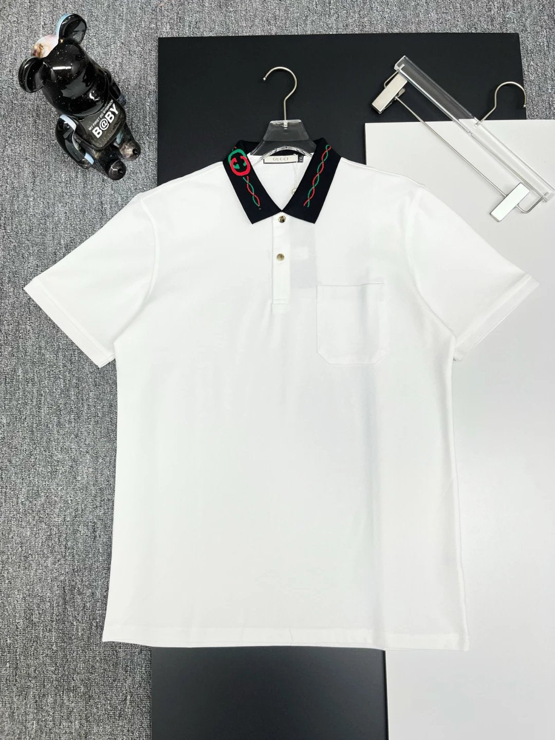 Gucci T-shirt Two-tone Spiral Line Embroidery on the Collar logoPOLO Short Sleeve Turn-down Collar Shirt Unisex Summer Loose Fit T Business Commuter Short Sleeve Shirt Plus Size