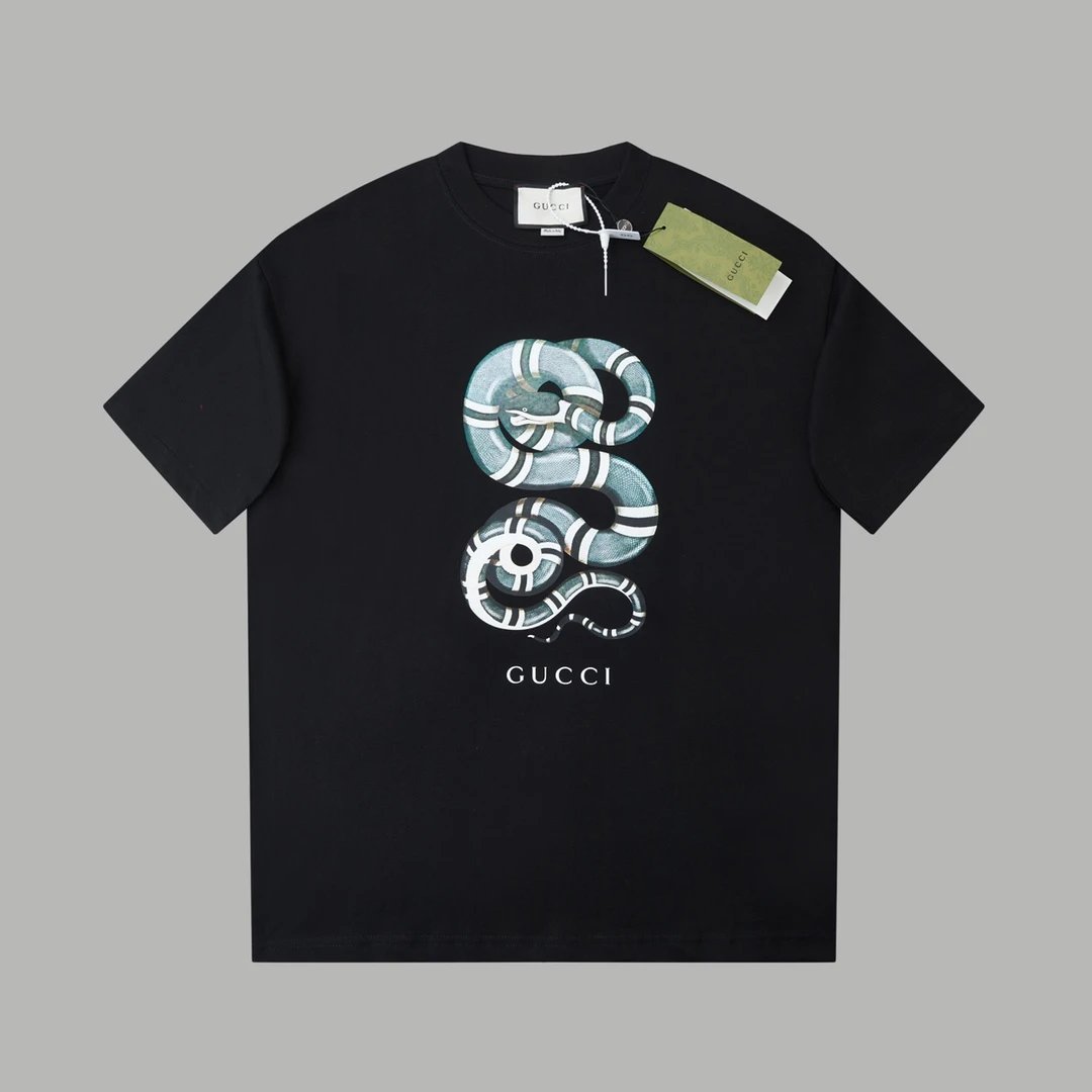 Gucci T-shirt Year of the Snake Limited Edition Front Plate Snake Pattern Print logo round Neck Short Sleeve25ss New Pure Cotton Half-Sleeve Top Unisex T Casual T-Shirt Base Layer Shirt OS Loose design