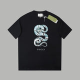 Gucci T-shirt Year of the Snake Limited Edition Front Plate Snake Pattern Print logo round Neck Short Sleeve25ss New Pure Cotton Half-Sleeve Top Unisex T Casual T-Shirt Base Layer Shirt OS Loose design