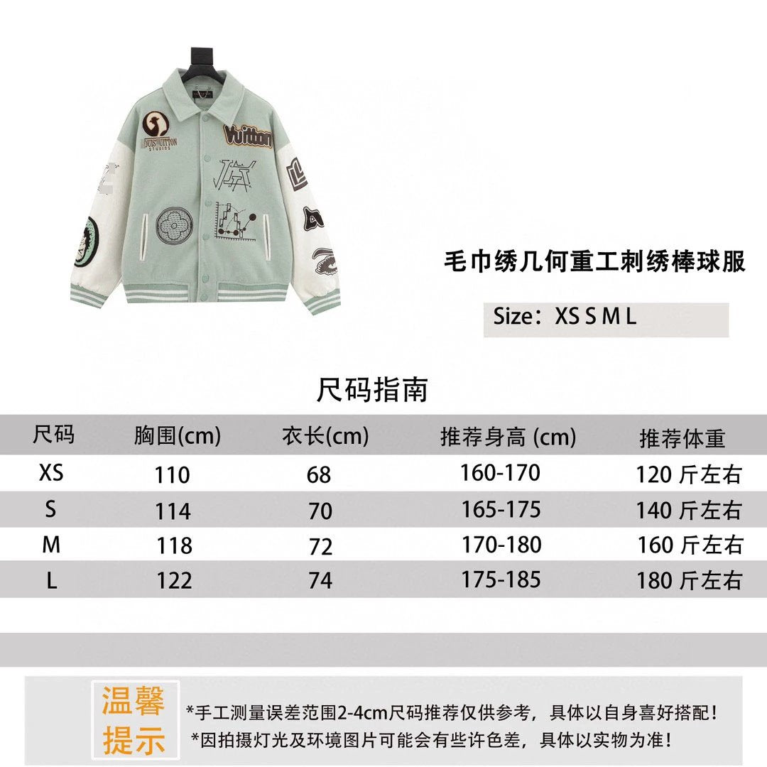 Louis Vuitton LV Jackets Coat Devil's Eye Towel Embroidery Geometric Machine Embroidery Baseball Uniform Jacket for Men and Women