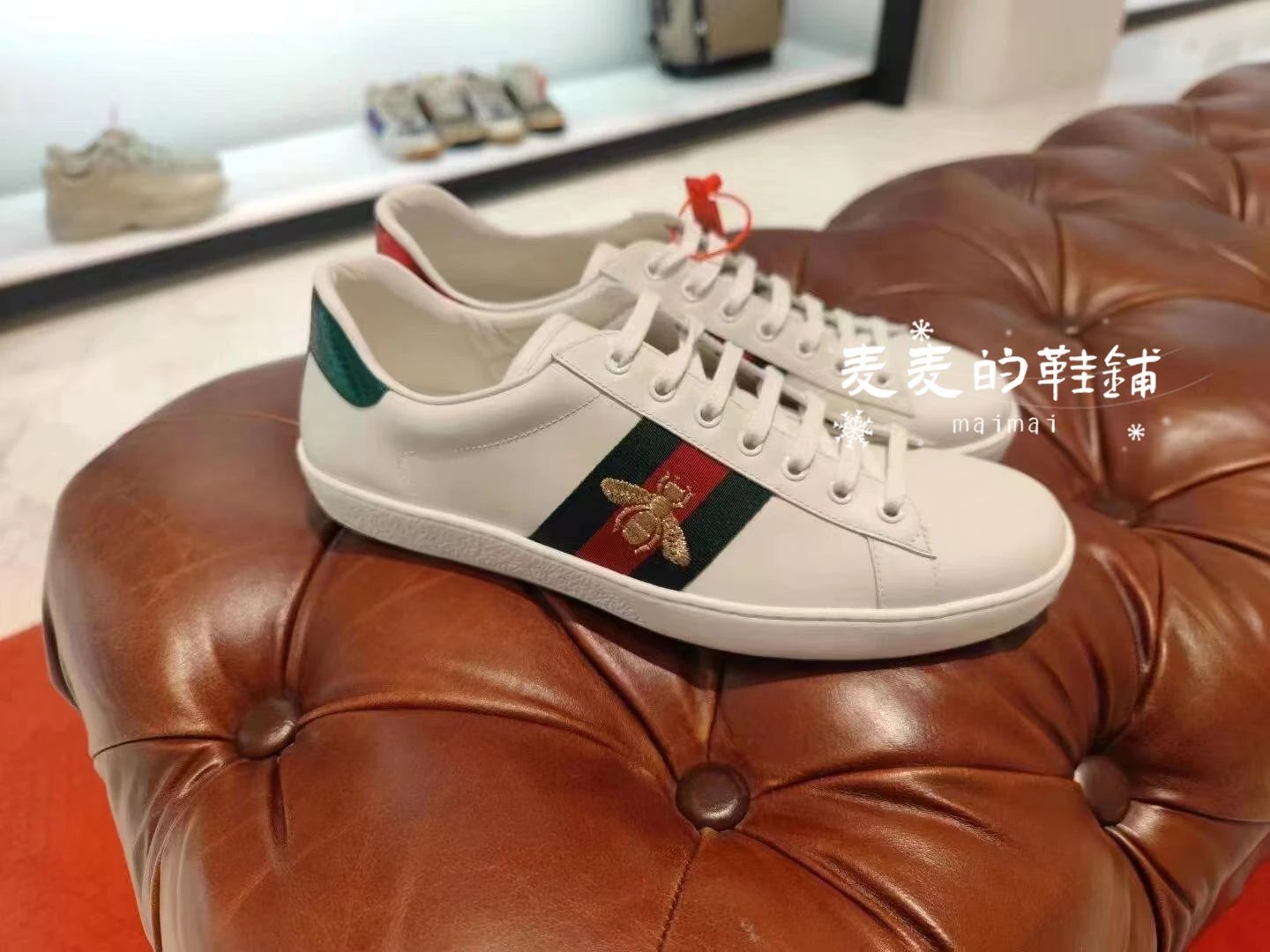 Gucci ShoesAce Series Bee Embroidered White Shoes Low-Top Couple's Mandarin Duck Sports Board Shoes