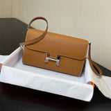 Hermes women's bag Top version New Kangkang Women's Bag epsom Leather Palm Print ConstanceToGoWoc Shoulder Crossbody Handbag Clutch Long Long Purse Wallet Dinner Bag