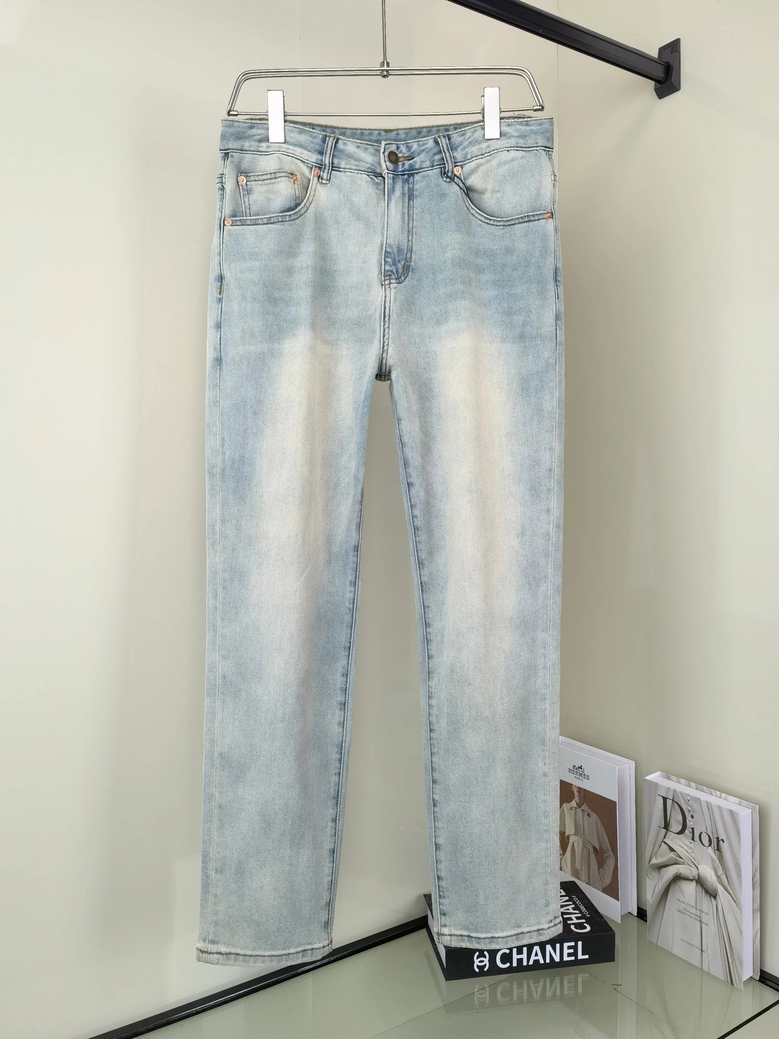 Gucci Jeans Back Pocket Letter Flame Embroidery logo25ss Spring Summer New Straight Slim Fit Jeans Unisex Loose Fit Long Pants