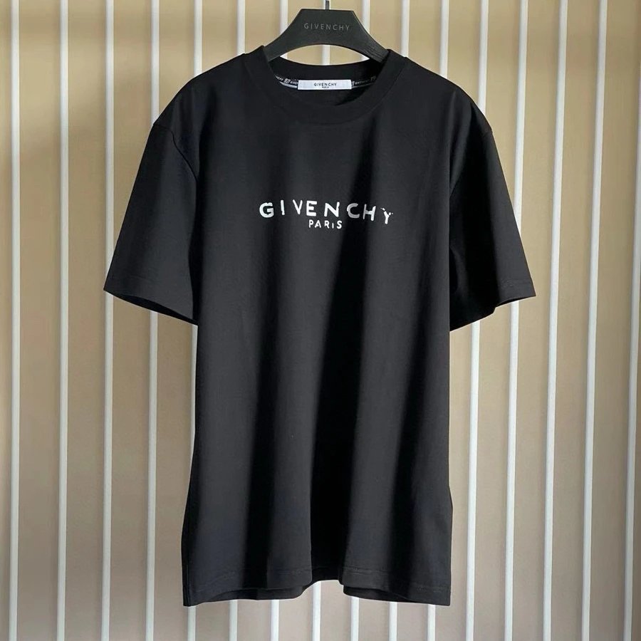 Givenchy T-shirt Top Version Counter Same Collection1Cotton Short Sleeve T T-shirt Men's and Women's Loose Bottoming Shirt2024New Summer