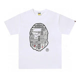 Bape T-shirt Top Version Fashion Brand Small Icon Embroidered Men's and Women's Short Sleeve T T-shirt Couple Cotton Printed round Neck Half Sleeve