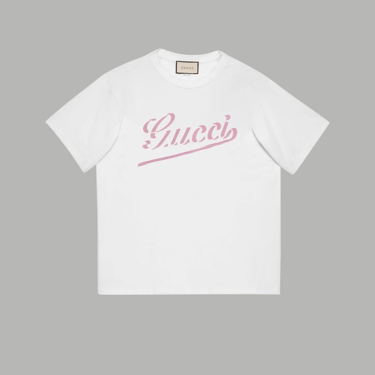 Gucci T-shirt Color-Block Letter Print Crew Neck Short Sleeve Cotton T Unisex T-Shirt OS Loose Fit Base Shirt Casual Simple T-Shirt