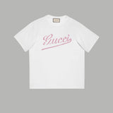Gucci T-shirt Color-Block Letter Print Crew Neck Short Sleeve Cotton T Unisex T-Shirt OS Loose Fit Base Shirt Casual Simple T-Shirt