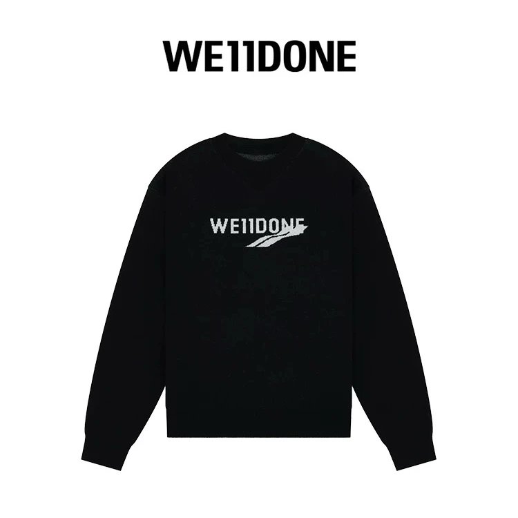 We11done Sweater Top Version Neutral Men and Women Same Style23Autumn and Winter New Products logo Knitted Healing Wool Sweater