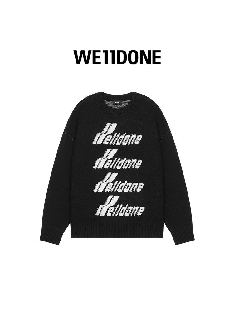 We11done Sweater Top Version Neutral Classic Letters for Men and Women logo Printed Stacking Knitted Long Sleeve Sweater