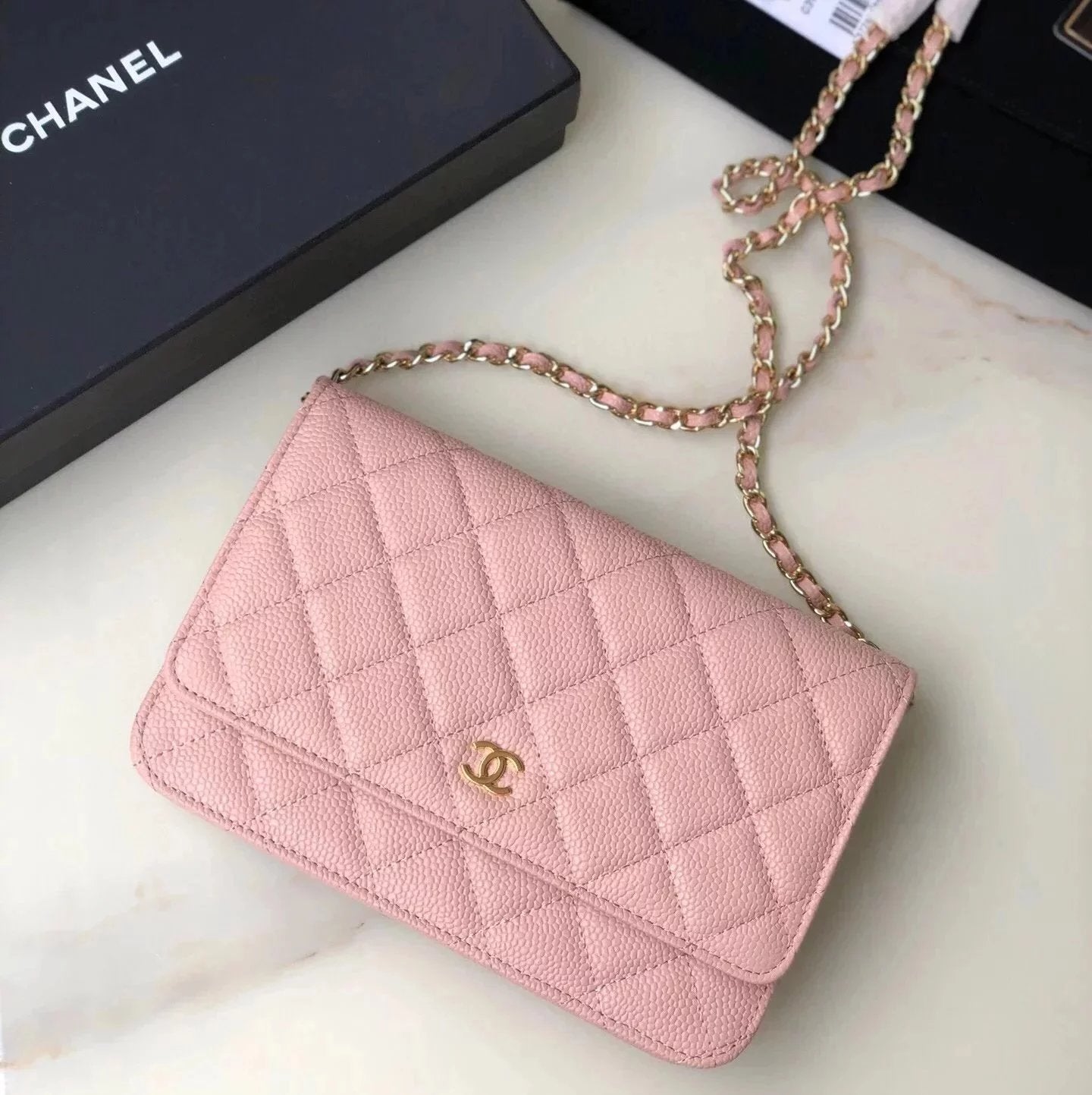 Chanel Women's Bag Top version 【**Original Leather】woc Latest Version Suction Clasp WOC Original Caviar Cowhide Sheepskin Chain Bag Flap Bag Flap Bag Diamond Pattern Bag Fortune Bag WOC Fighter in