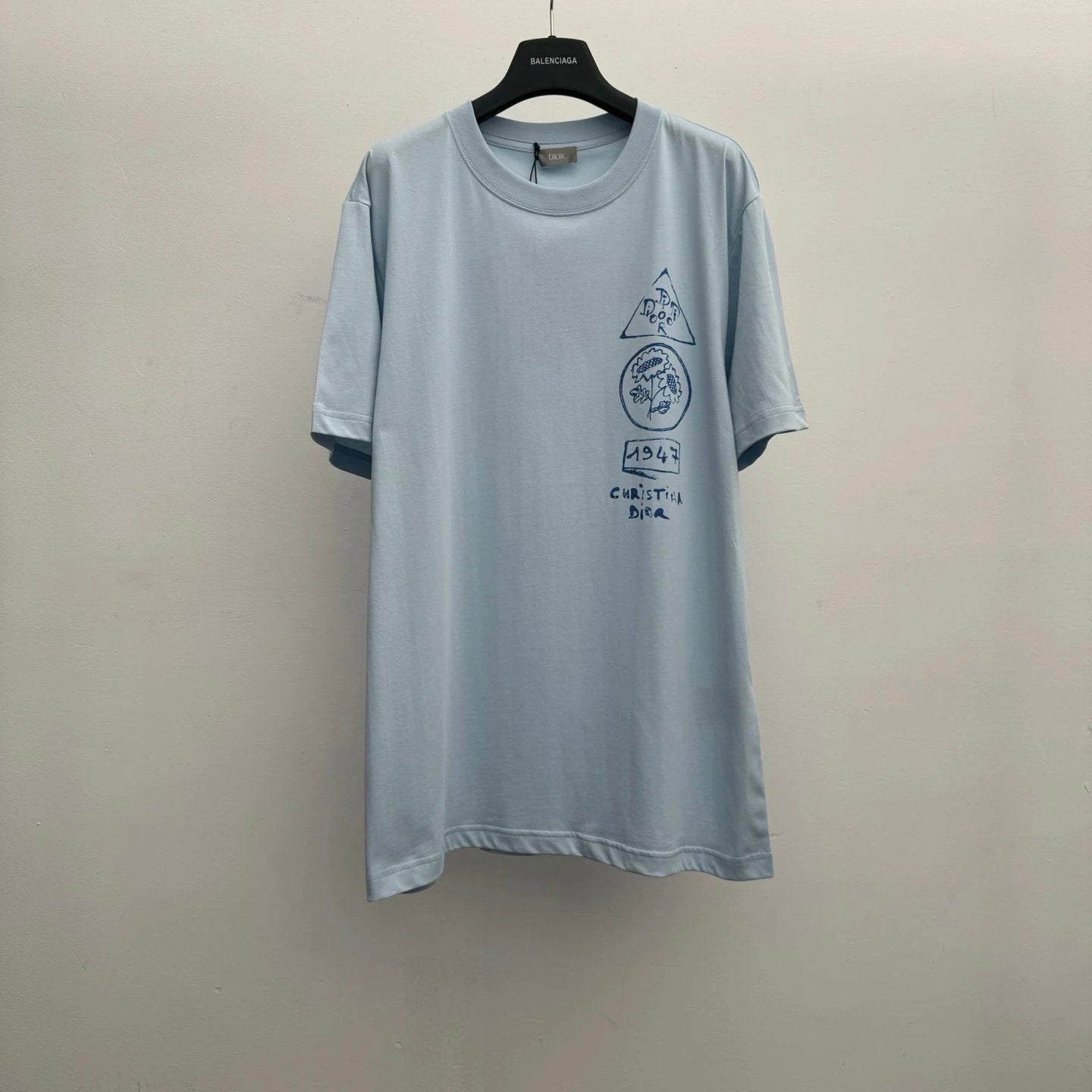 Dior T-shirt Back Pink Circle Print logo round Neck Short Sleeve25ss New Pure Cotton Unisex Style T T-shirt OS Loose Fit Base Shirt Top Half Sleeve T-Shirt