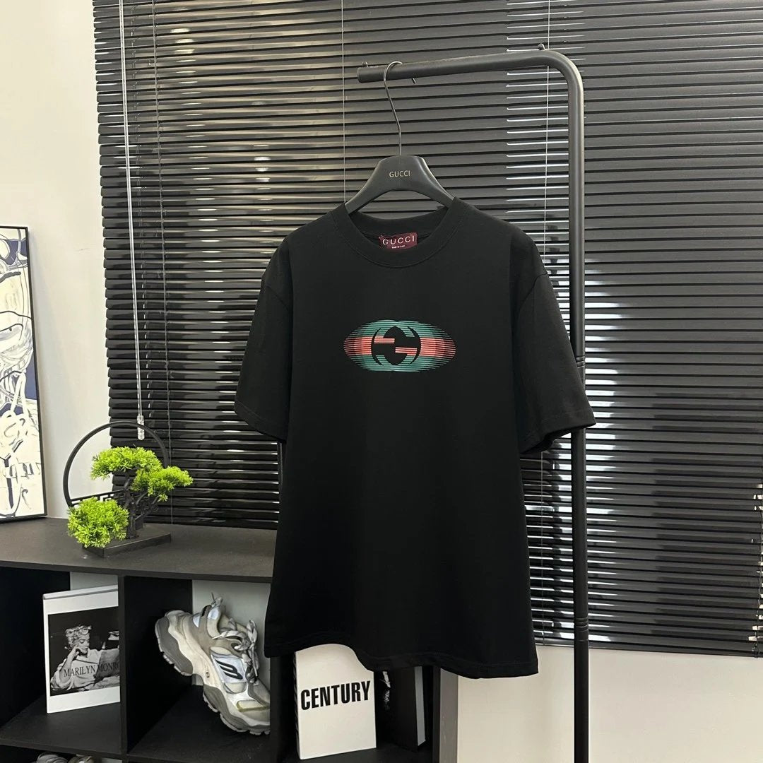 Gucci T-shirt Front and Back Print with Illusion Letters on Chest logo round Neck Short Sleeve25ss New Pure Cotton Unisex Style T T-shirt OS Loose Fit Base Shirt Top Half Sleeve T-Shirt