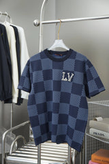 Louis Vuitton LV T-shirt Swarovski Rhinestone Embroidery Brand logo Letter Half-Sleeve Knit Sweater Unisex T T-shirt