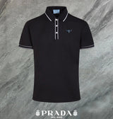 PRADA T-shirt Chest Triangle Mark logo Patch POLO Shirt Lapel Short Sleeve25ss New Unisex Style OS Loose T Summer Half Sleeve Business Shirt Plus Size T-Shirt