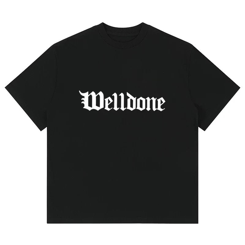 We11done T-shirt Top Version Gothic Letter Crew Neck Short Sleeve Summer New Fashion Brand American Style Loose Couple T Men's T-shirt