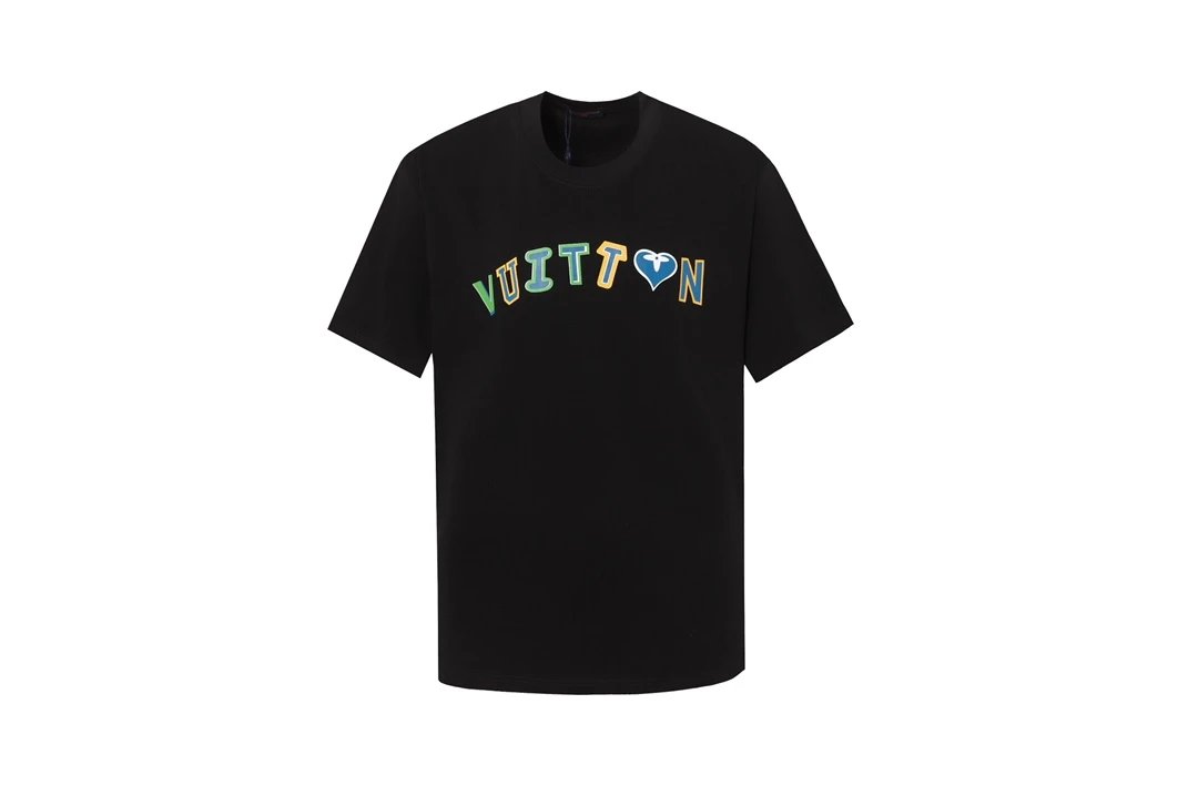Louis Vuitton LV T-shirt Digital Printing logo Round neck short-sleeve pure cotton T Unisex T-Shirt OS Loose Fit Base Shirt Summer New Casual Simple T-Shirt