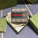 Gucci Wallet Top version 【**Original Factory】Latest Men's and Women's Wallet Card Clamp Short Wallet Fold Wallet Card Holder Card Holder Women's Bag597606