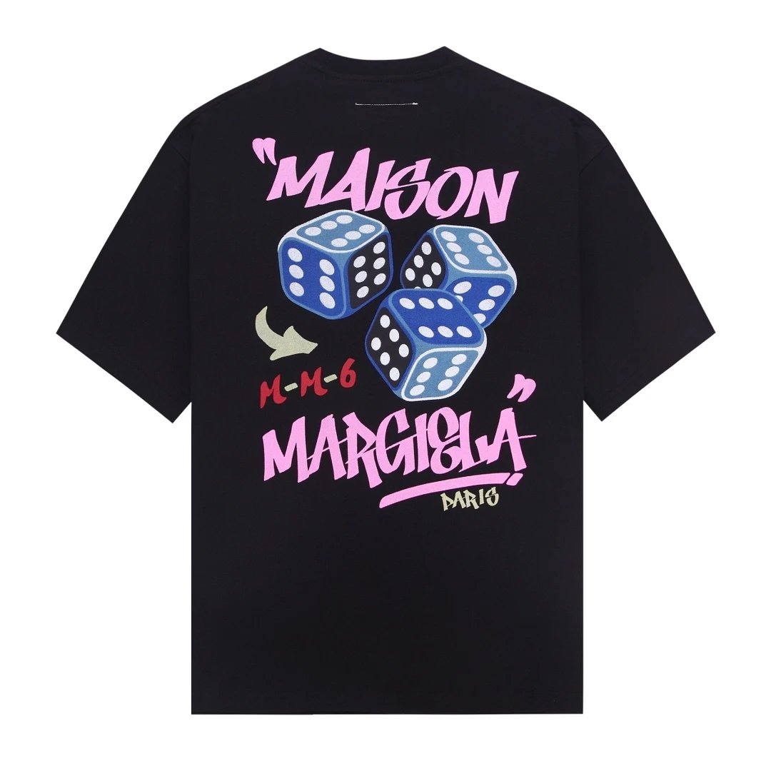 Maison Margiela T-shirt Back Colorful Print logo round Neck Short Sleeve25ss New Pure Cotton Unisex Style T T-shirt OS Loose Fit Base Shirt Short Sleeve Top T-Shirt