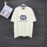 Gucci T-shirt Front Chest Embossed Letter Print logo round Neck Short Sleeve25ss New Pure Cotton Unisex Style T T-shirt OS Loose Fit Base Shirt Top Half Sleeve T-Shirt