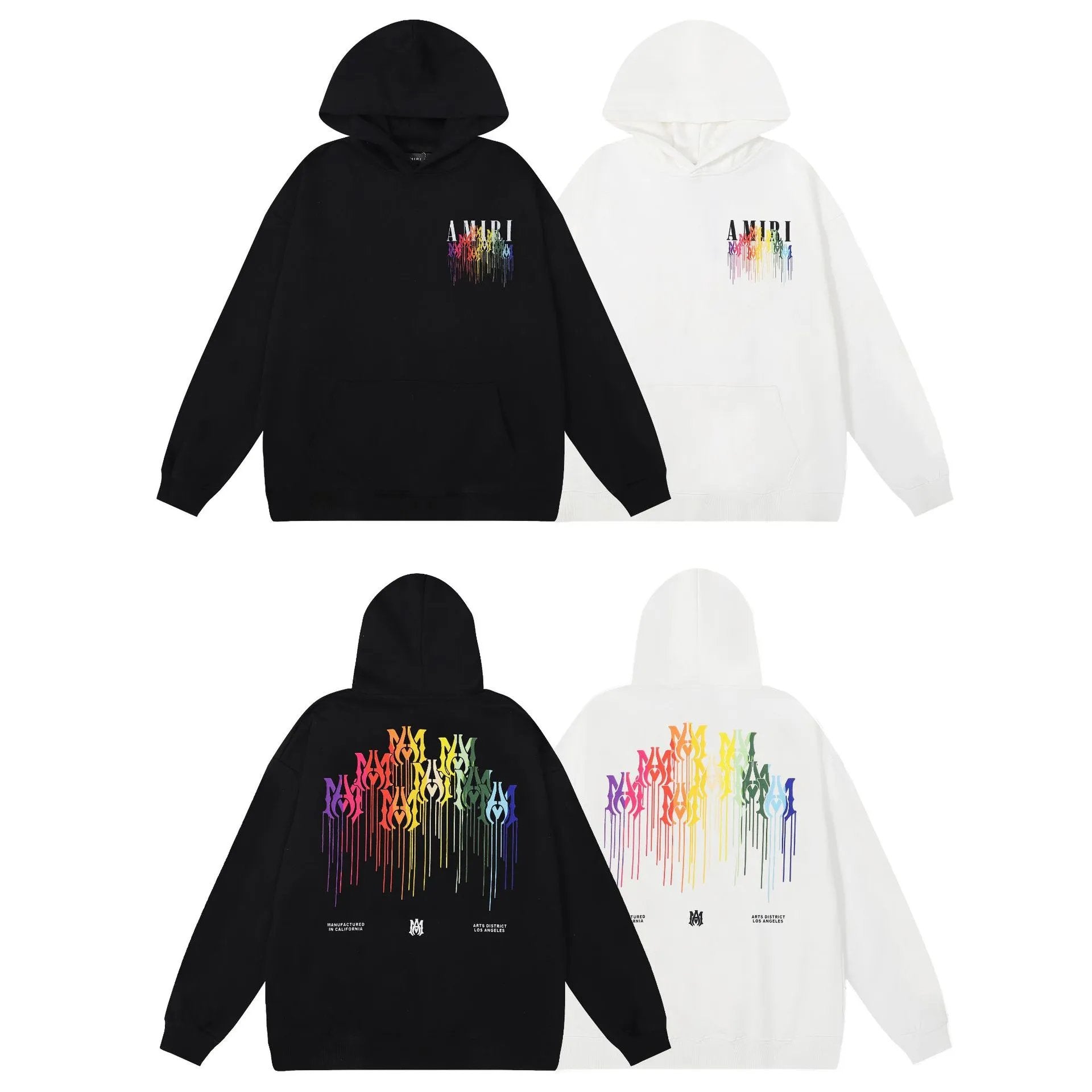 Amiri Hoodie 2024Autumn and Winter New Splash Ink Paint Dripping Effect Letters logo Printed Hoodie Same Style for Men and Women